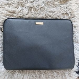 Kate Spade zippered laptop sleeve/case. Black with pink interior, foam padding.